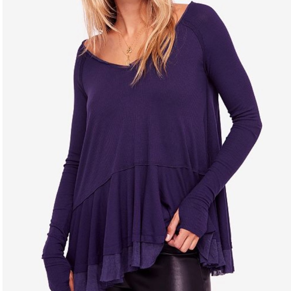 BRAND 🆕Free People Tangerine Tiered Thumbhole Top